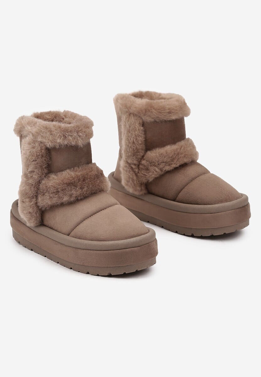 TUMŠI BRŪNI UGG TIPA ZĀBAKI AR PŪCIŅU