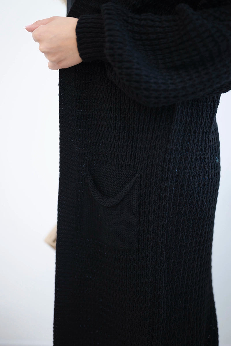 MELNS ADĪTS KARDIGANS AR KABATĀM