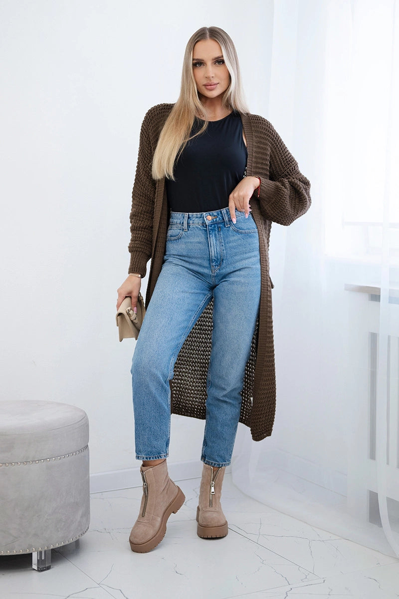 BRŪNS ADĪTS KARDIGANS AR KABATĀM